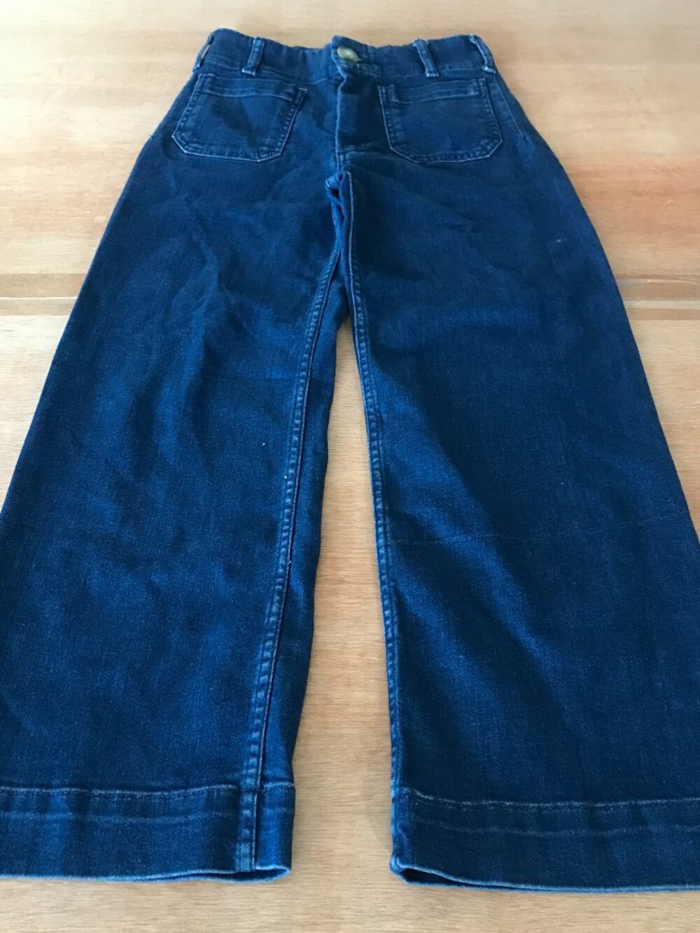 Maeve The Colette Wide Leg Pants Women 25 Blue Mid Rise Patch Pockets Dark Wash